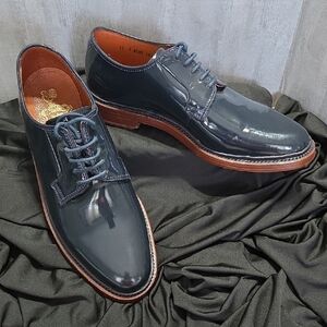 Florsheim Glossy Blue-Grey Oxfords with Brown Sole